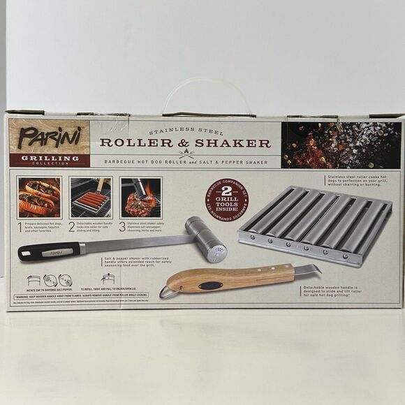 Parini Stainless Steel Barbeque hot dog roller & Salt and Pepper Shaker Grilling - Picture 5 of 16